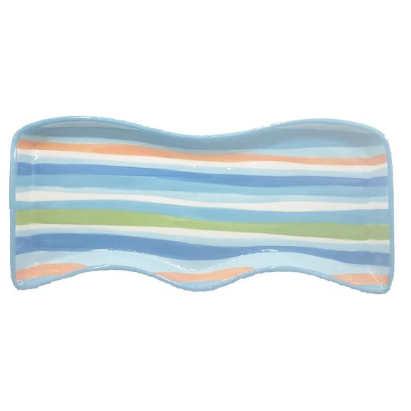 Boston Warehouse Trading Co Serving platter Striped Abstract Design 13" L x 6" w - Picture 3 of 9